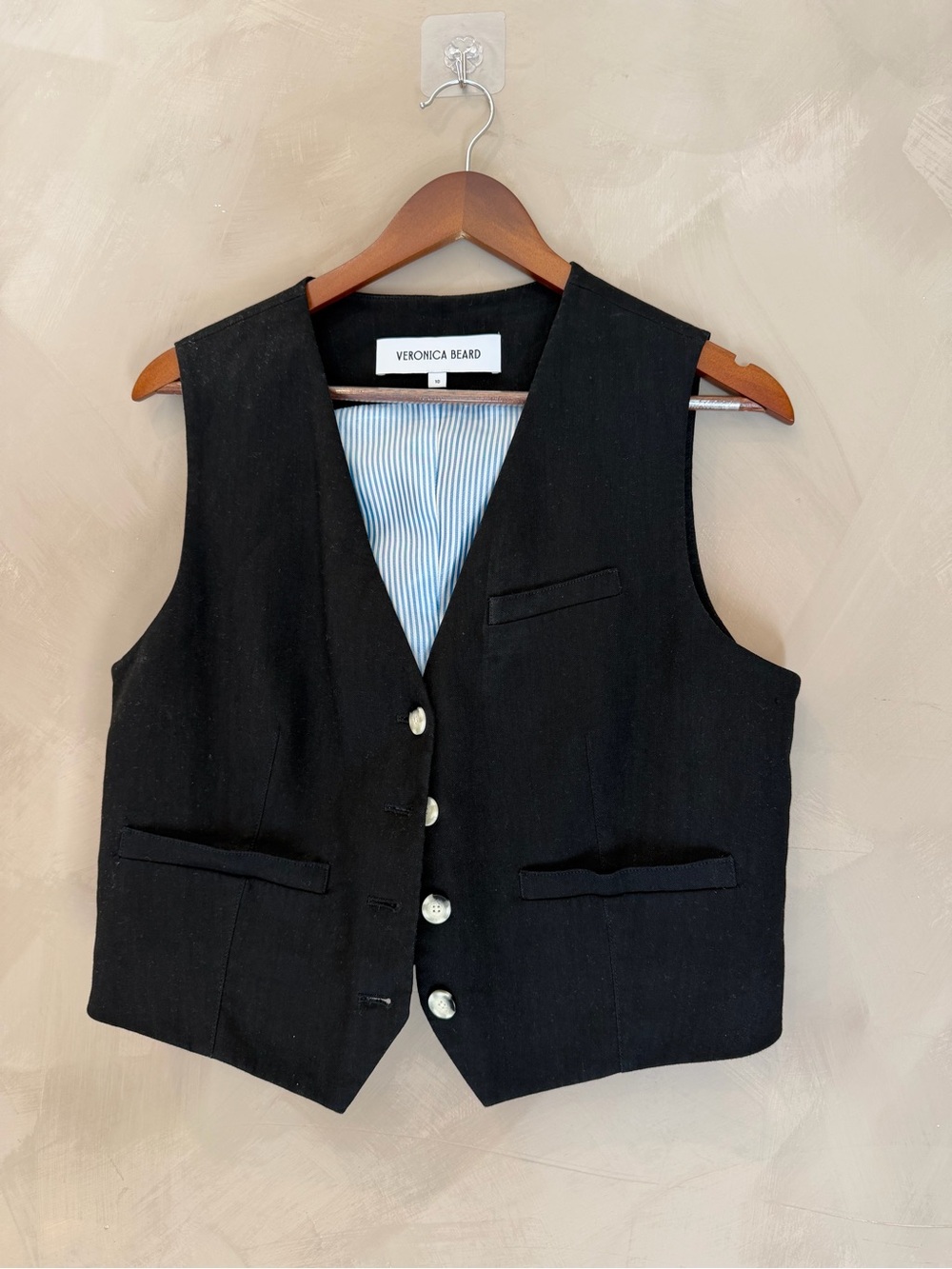 Veronica Beard Black Men's Five-Button Vest